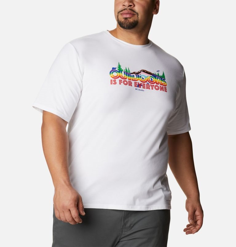 Men's Columbia Sun Trek Short Sleeve Graphic T Shirts White | Plus Size CA-H14LC
